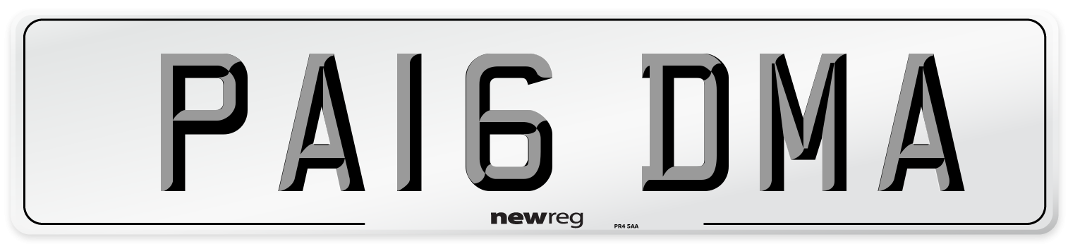 PA16 DMA Number Plate from New Reg